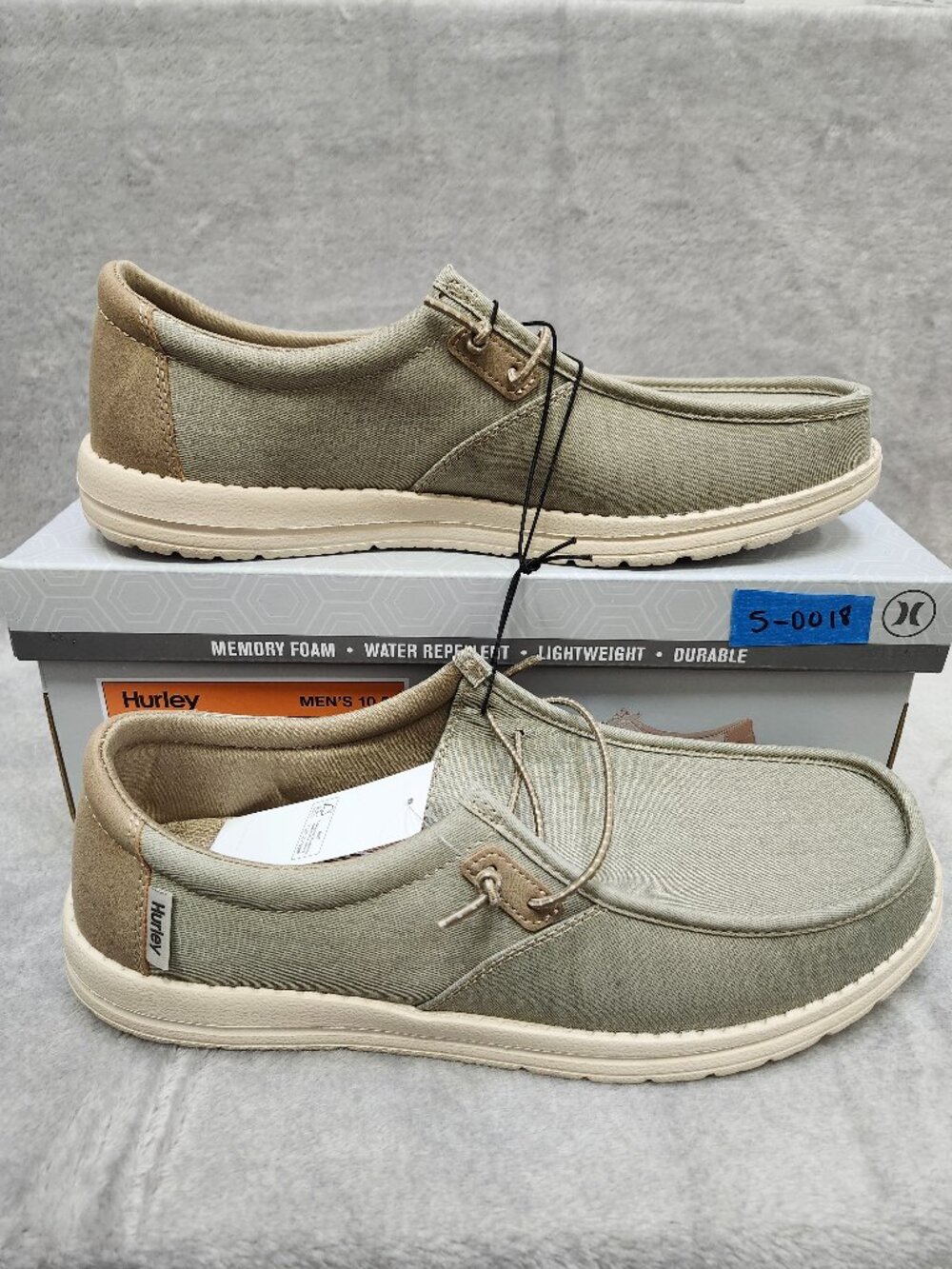 NWB Hurley Tan Men's Slip-On Casual Loafers Nesota lightweight water repellent